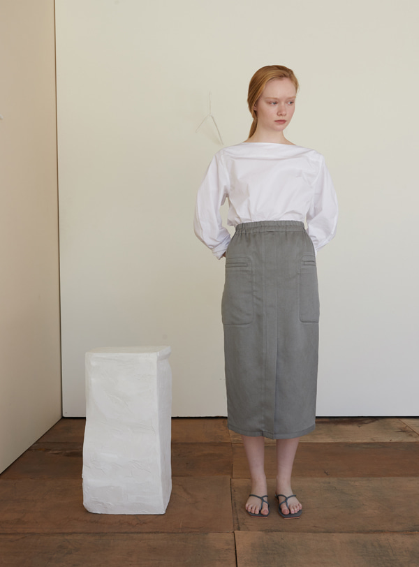 Linen blend skirt (greyish khaki)