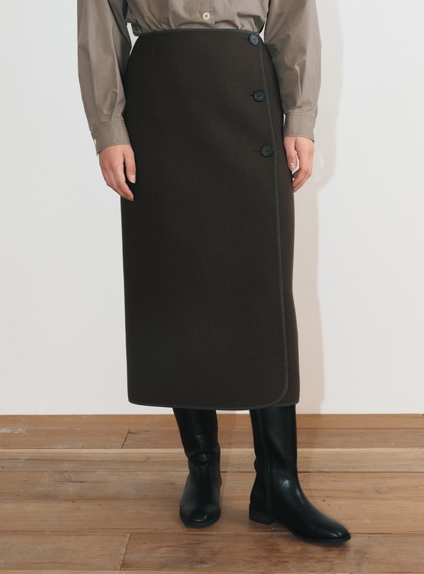 Wool wrap Skirt(brown)