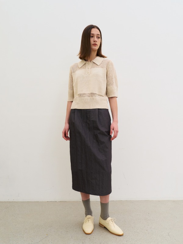 Volume midi skirt (Greyish brown)