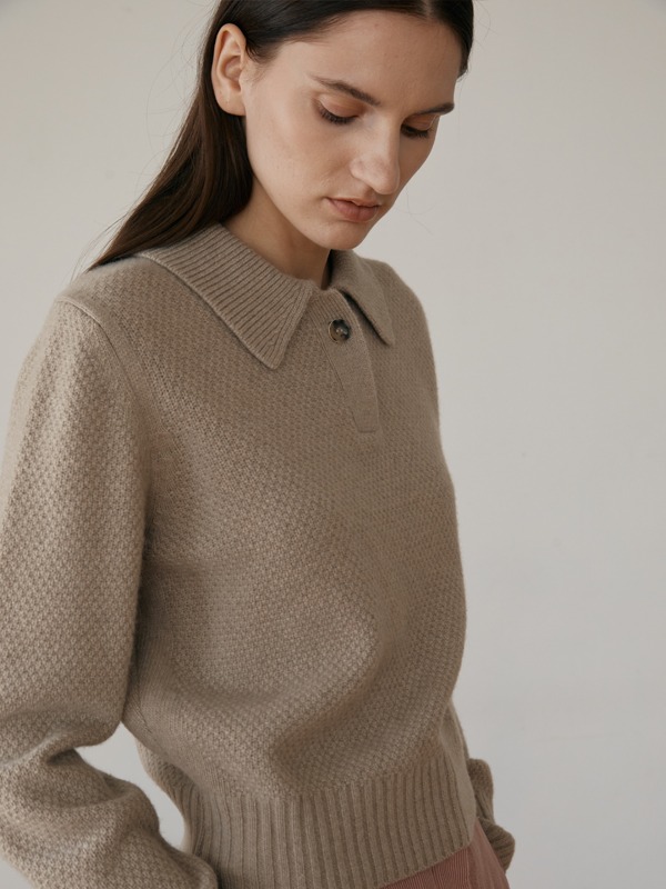Wool collar knit (beige)