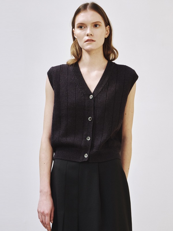 Paper knit vest (dark grey)