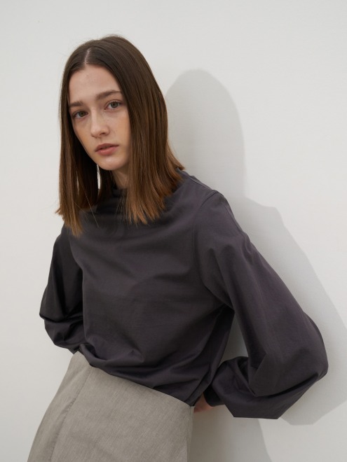 Silket jersey blouse(Dark grey)