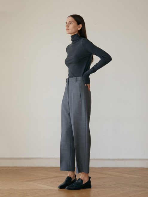 Basic wool pants (melange grey)
