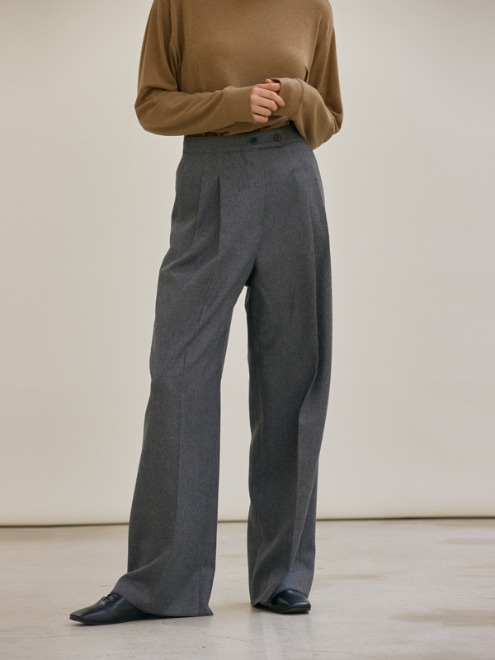 Wool wide pants (charcoal grey)