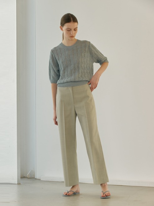 Wool blended basic pants (light grey)