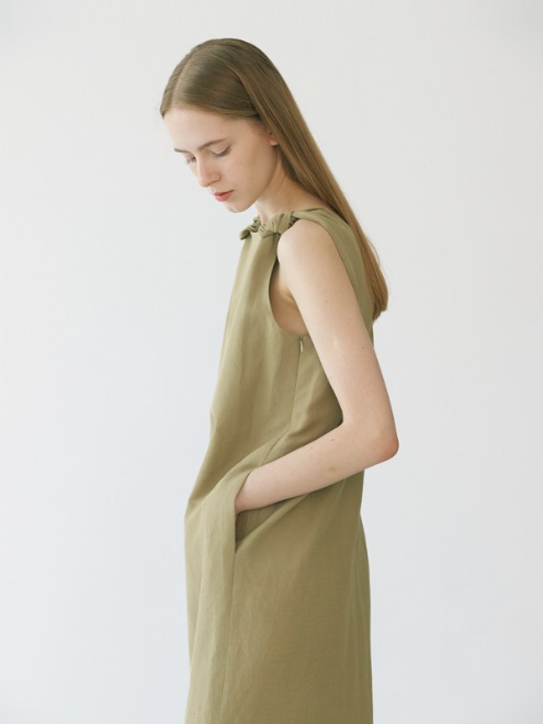 Linen sleeveless dress (khaki)