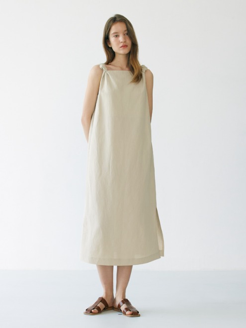 Linen sleeveless dress (ecru)